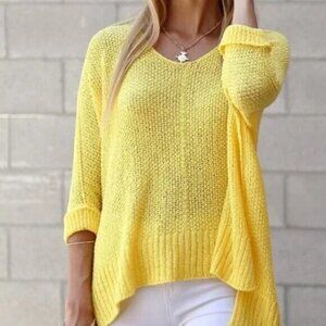 Yellow Oversized Knit Sweater Tunic top